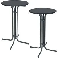 TRUTZHOLM Stehtisch 2x klappbar Ø 70 cm Höhe 110 cm Stahl Bistrotisch in Anthrazit (2er)