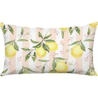 queence Dekokissen Zitronen Rosa gestreift, Premium Outdoor Kissenbezug, Format: 60x40 cm