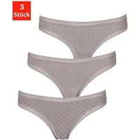LASCANA String (3er-Pack) aus elastischer Baumwolle mit weicher Spitze