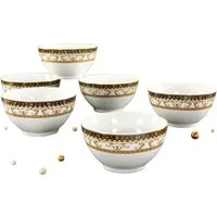 CreaTable Müslischale Majestosa, Porzellan, (Set, 6-tlg), Salatschale, Snackschale, weiß, Dekor schwarz abgesetzt, Ø 12 cm