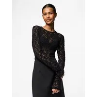 pieces Spitzenshirt PCHAZEL LS LACE TOP NOOS Materialmix