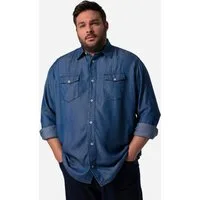 Men Plus Kurzarmhemd Jeansoptik-Hemd Langarm Kentkragen Comfort Fit