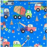 Star Geschenkpapier, Geschenkpapier Baufahrzeuge 70cm x 2m Rolle Blau / Bunt