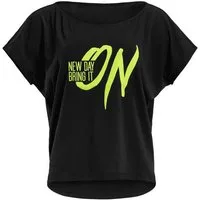 Winshape Oversize-Shirt MCT002 ultra leicht mit Neon gelbem Glitzer-Aufdruck