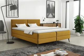 Boxspringbett Schlafzimmerbett CORDOBA 180x200cm Stoff Monolith Senfgelb