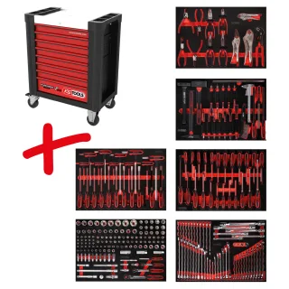 KS Tools Performanceplus Werkstattwagen-Satz P10 mit 271 Werkzeugen für 6 Schubladen - 810.6271