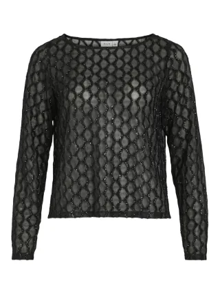 VILA - VIZALMA BOATNECK L/S SHORT TOP/R black beauty - Gr. - 42