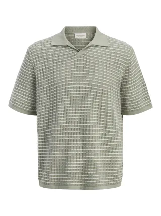 JACK&JONES - JORNANTUCKET KNIT SPLIT NECK POLO SA26 Seagrass - Gr. - XXL