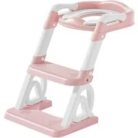 JEOBEST Toilettentrainer Toilettensitz Kinder mit Treppe, Faltbarer Kinder Toiletten Trainer, (Toilettensitz 2 in 1, Tritthocker, Rutschfestes)mit Gepolstertem Sitz