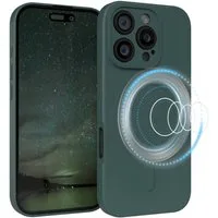 EAZY CASE Handyhülle für Apple iPhone 16 Pro Hülle Silikon 6,3 Zoll, MagSafe Case Silikon kratzfestes Bumper Cover Qi-Charging Dunkelgrün