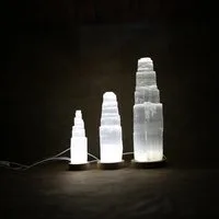 Heimtex LED Schreibtischlampe Selenit-Kristalllampe – Weiße USB-LED-Selenitlampe in 3 Größen