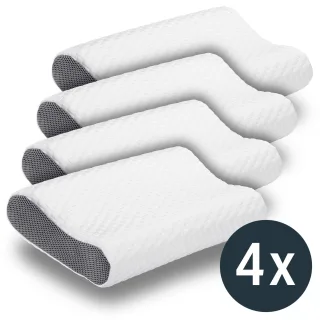 4 x Sleezzz Premium Viskoelastik Nackenstützkissen 50 x 32 x 11 cm mit hautsympathischem Doppeltuch-Bezug