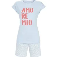 Ringella Shorty mit Letterprint und Hose mit Punktdessin und Seitentaschen (2 tlg) 50% Baumwolle 50% Modal