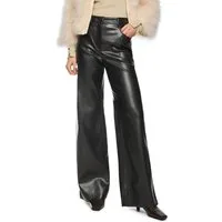 Marc Cain Lederimitathose Muted Motion Premium Damenmode Model WARRI im Wide Fit und High Waist