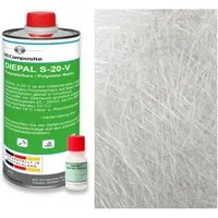 DD Composite Reparatur-Set 1kg GFK Polyesterharz + 1m² Glasfasermatte 300g/m², 3-St.