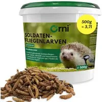 Orni Soldatenfliegenlarven getrocknet - Insektenfutter ohne Zusatzstoffe, Ergänzungsfutter für: Nutz-/ Wildtier