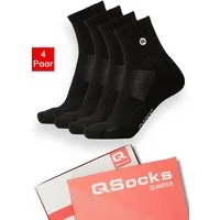 QOLONIA Sportsocken Quarter Socken halbhoch gepolstert, 4 Paar (Packung, 4 Paar) Durchgehend gepolstert, Mesh-Support am Fußrücken, verstärkte Ferse