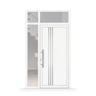 Haustür mit Seitenteil und Oberlicht, Kunststoff, Weiß, 1260 x 2260 mm, 2-fach Verglasung, individuell konfigurieren