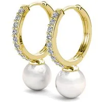 ROUGEMONT Paar Creolen Damen Perlen Ohrringe Creolen Beautschmuck 925 Sterling Silber, Hypoallergen