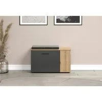 Home affaire Sitzbank Estepona (1-St), Schuhbank mit 2 Türen & 2 Einlegeböden – (B/T/H) 80/36/48 cm