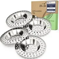 Kitchen Helpis Abflusssieb Abflusssieb Edelstahl, schwere 14g für Dusche, Spülbecken & Abfluss, (4-St)