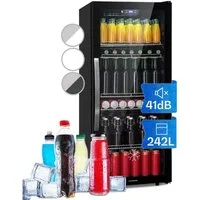 Klarstein Getränkekühlschrank Beersafe 7XL Kühlschrank 242L 5 Böden Panoramaglastür Edelstahl R600a 10045903, 127.7 cm hoch, 55 cm breit, Bierkühlschrank Getränkekühlschrank Flaschenkühlschrank mit Glastür