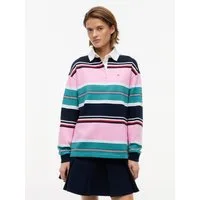 Tommy Jeans Sweatshirt TJW RLX MULTI STRIPE RUGBY EXT Baumwolle, relaxed fit, Polokragen