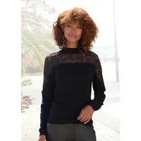 LASCANA Strickpullover mit Spitzeneinsatz, eleganter Damenpullover, festlich