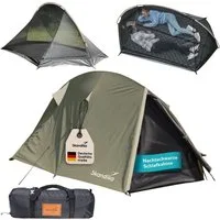 Skandika Tunnelzelt Trekkingzelt Hemus 2 Sleeper, für 1 bis 2 Personen, ultraleicht 2,5 kg, Personen: 2 (wasserdicht, Skandika Sleeper Technologie, Tragetasche), kleines Packmaß, 3000mm Wassersäule, Schlafkabine dunkel