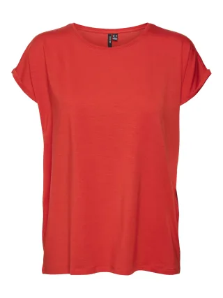 VERO MODA - VMAVA PLAIN SS TOP JRS NOOS Fiery Red - Gr. - L