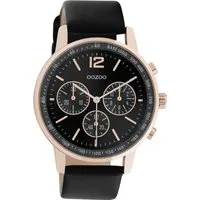 OOZOO Quarzuhr Oozoo Damen Armbanduhr schwarz Analog, (Analoguhr), Damenuhr rund, groß (ca. 42mm) Lederarmband, Casual-Style