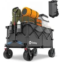 Sekey Bollerwagen Faltbarer Bollerwagen bis 200kg Handwagen Breite Reifen Alle Gelände, Ultrakompakte Faltgröße, mit einer Hand faltbar, 200L 200 KG belastbar
