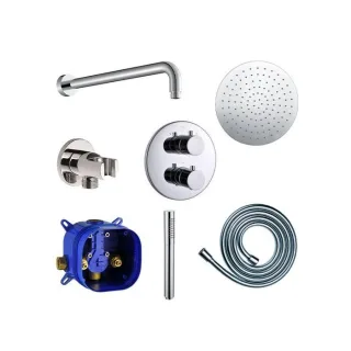 Fukana Pure Duschsystem Unterputz, chrom Thermostat, Kopfbrause, Handbrause, Komplettset