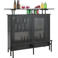 COSTWAY Bartisch, Küche, mit Stauraum & Fußstütze, 120x50x106,5cm, schwarz