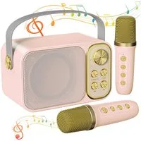 MOPUEA Mikrofon Karaoke Maschine mit 2 Mikrofonen Bluetooth-Lautsprecher (Mini Karaoke Anlage mit 7 Stimmeffekten), Perfekt für Partys und Geburtstage