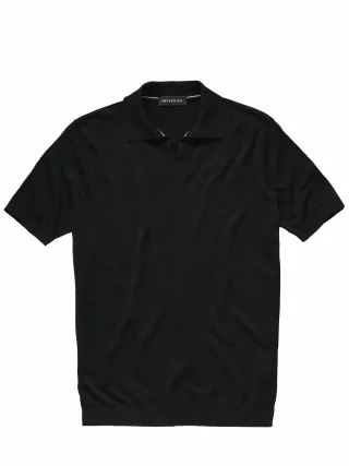 Mey & Edlich Herren Evolutionäres Poloshirt Schwarz 54 % Leinen, 43 % Lyocell, 3 % Polyamid