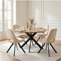 Jiexi Essgruppe Tisch- und Stuhlset, Runder Esstisch (115×75 cm) mit 4 Stühlen