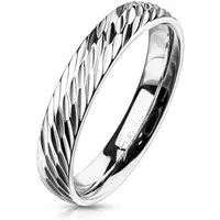 BUNGSA Fingerring 52 (16.6) Ring diagonaler Diamant Cut Silber aus Edelstahl Unisex (Ring, 1-tlg), Damen Herren