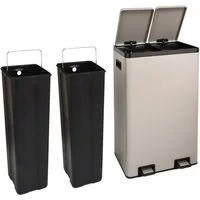 SVITA Mülltrennsystem, Mülleimer, 60L, Softclose-Deckel, Pedal, Taupe