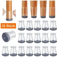 HEYHIPPO Stuhlbezug 32x Möbelgleiter – Filz & Silikon, kratzfest & leise, für Holzböden, Möbelgleiter 23x30 mm für Stuhlbeine – schützt Holzböden
