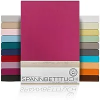 Beautex Spannbettlaken Spannbetttuch Bettlaken aus gekämmter Baumwolle Premium Jersey 160g/m², Jersey, Gummizug: rundum, (1 Stück)