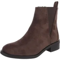 Ital-Design Damen Chelsea Boot mit Blockabsatz & Elastikeinsatz Stiefelette (92125581) Blockabsatz Chelsea Boots in Braun
