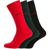 HUGO Businesssocken 3P RS UNI CC (Packung, 3-Paar, 3er Pack) mit kontrastfarbenen HUGO Logo-Schriftzug