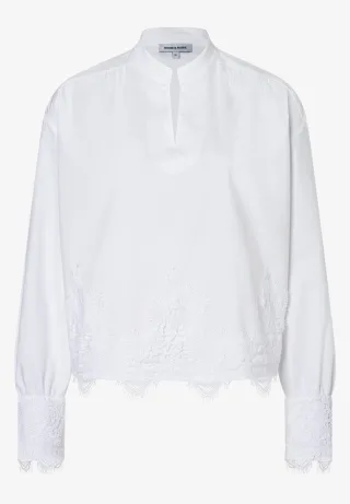 MORE & MORE - Bluse mit Spitzenbesatz weiß - Gr. - 38