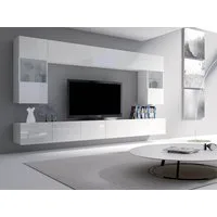 MIRJAN24 Wohnwand Calabrini I, (6er-Set, 2x TV-Lowboard, 2x Wandregal, 2x Hängevitrine), LED-Beleuchtung als Option