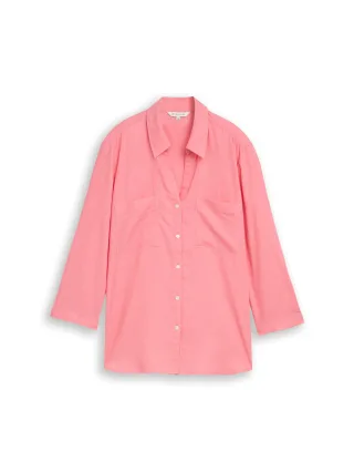 Tom Tailor - Hemdbluse mit Leinenanteil soft fuchsia pink - Gr. - 36
