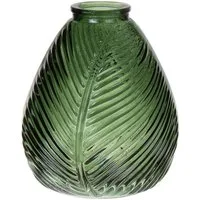 INNA-Glas Dekovase Flaschenvase NELLOMIO mit Blattstruktur, Glas, grü