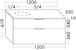 Burgbad Waschtischunterschrank Eqio 619x1206x550 Eiche Dekor Caramel, WXXI120LF6423 WXXI120LF6423