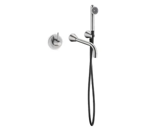 JEE-O cone 02 Wand-Badkombination mit Handbrause, edelstahl gebürstet, 900-6480 900-6480