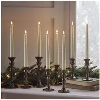 Lights4fun LED-Kerze 8er Set TruGlow® LED Stabkerzen Echtwachs elfenbeinfarben mit Fernbedi